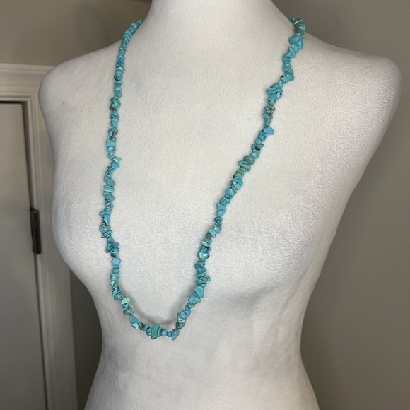 The Unbranded Brand Jewelry - Teal Stone Chip Fashion Jewelry Endless Infinity Necklace 35" Long Beachy Boho